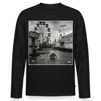 Abandoned Funfair Raccoon Retro Funfair Animal - Men's Premium Organic Long Sleeve Shirt - black - Front - Nico (187cm)