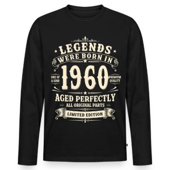 66th Birthday Gift 1960's Man Vintage Retro - Men's Premium Organic Long Sleeve Shirt - black - Front - Nico (187cm)