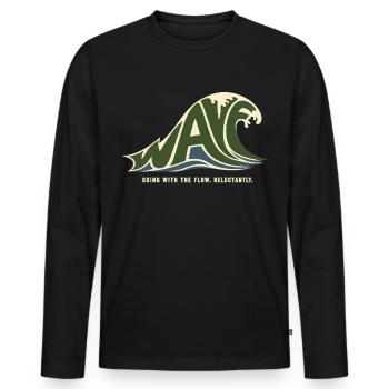 WAVE – I Swim With the Current, But Reluctantly - Men's Premium Organic Long Sleeve Shirt - black - Front - Nico (187cm)