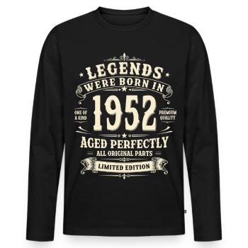 Cadeau pour le 74e anniversaire Homme 1952 Vintage Rétro - T-shirt manches longues Premium bio Homme - noir - Devant - Nico (187cm)