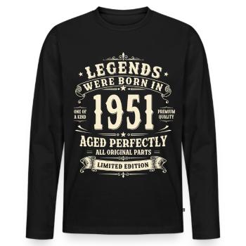 75th Birthday Gift 1951 Man Vintage Retro - Men's Premium Organic Long Sleeve Shirt - black - Front - Nico (187cm)