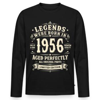 70th Birthday Gift 1956 Man Vintage Retro - Men's Premium Organic Long Sleeve Shirt - black - Front - Nico (187cm)