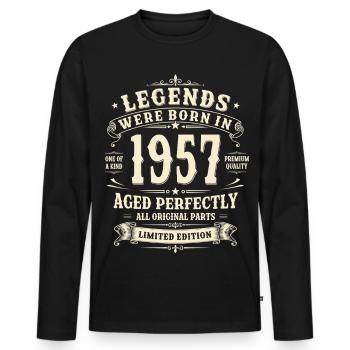 Cadeau pour son 69e anniversaire 1957 Homme Vintage Rétro - T-shirt manches longues Premium bio Homme - noir - Devant - Nico (187cm)
