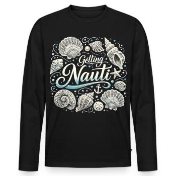 Chemise féminine pour enterrement de vie de garçon maritime - Obtenir une coquille Nauti - T-shirt manches longues Premium bio Homme - noir - Devant - Nico (187cm)