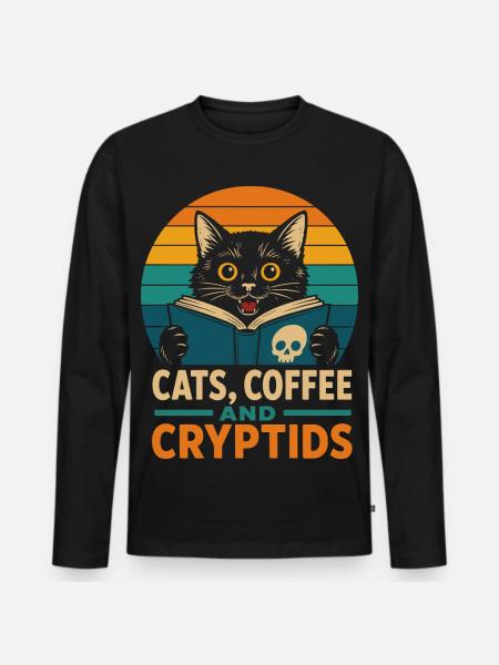 Cats Coffee and Cryptids - Men's Premium Organic Long Sleeve Shirt - black