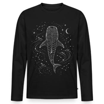Requin Baleine Galaxie Constellation Astro - T-shirt manches longues Premium bio Homme - noir - Devant - Nico (187cm)