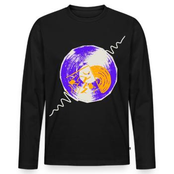 vinyl records - Men's Premium Organic Long Sleeve Shirt - black - Front - Nico (187cm)