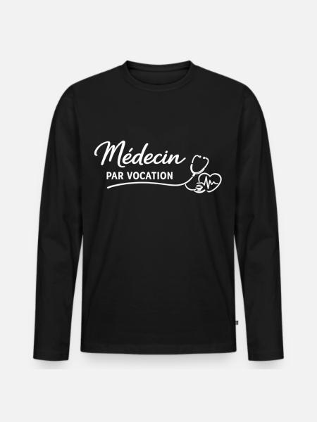 Médecin par vocation - T-shirt manches longues Premium bio Homme - noir
