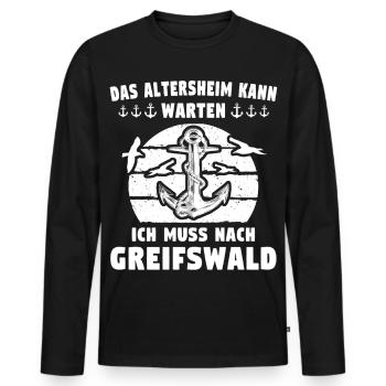 Greifswald Sprüche Greifswalder - Männer Premium Bio Langarmshirt - Schwarz - Vorne - Nico (187cm)