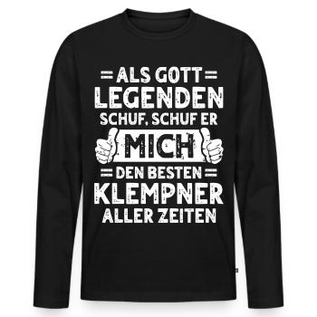 Klempner - Männer Premium Bio Langarmshirt - Schwarz - Vorne - Nico (187cm)