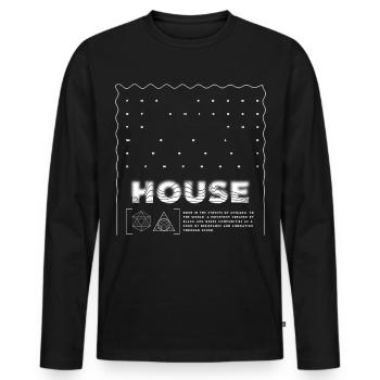 House Origins Chicago House Rave outfit EDM - T-shirt manches longues Premium bio Homme - noir - Devant - Nico (187cm)