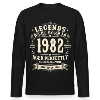 44th Birthday Gift 1982 Man Vintage Retro - Men's Premium Organic Long Sleeve Shirt - black - Front - Nico (187cm)