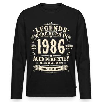 40th Birthday Gift 1986 Man Vintage Retro - Men's Premium Organic Long Sleeve Shirt - black - Front - Nico (187cm)