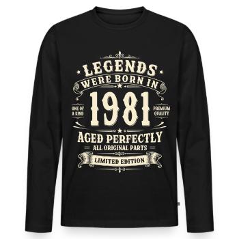 45th Birthday Gift 1981 Man Vintage Retro - Men's Premium Organic Long Sleeve Shirt - black - Front - Nico (187cm)