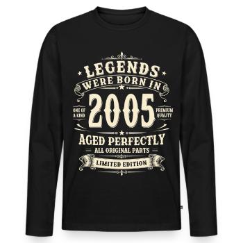 21st Birthday Gift 2005 Man Vintage Retro - Men's Premium Organic Long Sleeve Shirt - black - Front - Nico (187cm)