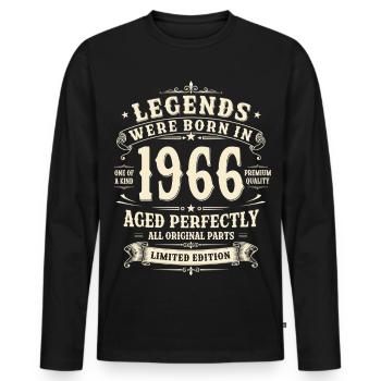 Cadeau pour son 60e anniversaire 1966 Homme Vintage Rétro - T-shirt manches longues Premium bio Homme - noir - Devant - Nico (187cm)