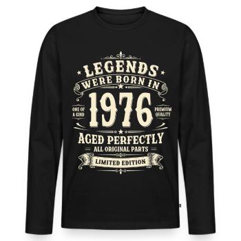 Cadeau pour le 50e anniversaire 1976 Homme Vintage Rétro - T-shirt manches longues Premium bio Homme - noir - Devant - Nico (187cm)