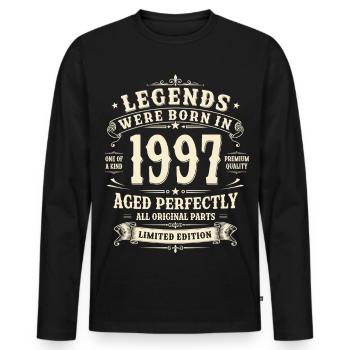 29th Birthday Gift 1997 Man Vintage Retro - Men's Premium Organic Long Sleeve Shirt - black - Front - Nico (187cm)