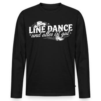 Line Dance Alles Ist Gut - Männer Premium Bio Langarmshirt - Schwarz - Vorne - Nico (187cm)