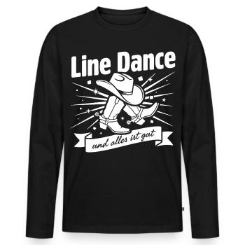 Line Dance Cowboy Boots - Männer Premium Bio Langarmshirt - Schwarz - Vorne - Nico (187cm)
