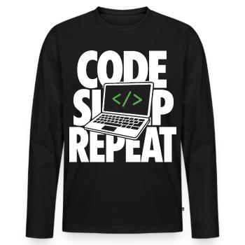 Code Sleep Repeat Programmer - Men's Premium Organic Long Sleeve Shirt - black - Front - Nico (187cm)