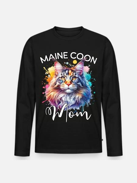 Maine Coon Mama - Männer Premium Bio Langarmshirt - Schwarz