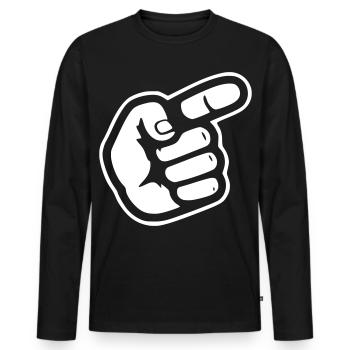 Finger Hand Pointing Direction - Men's Premium Organic Long Sleeve Shirt - black - Front - Nico (187cm)
