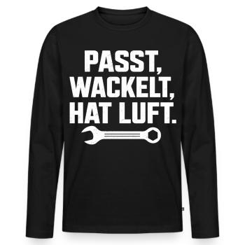 Passt wackelt und hat Luft Handwerker Spruch - Männer Premium Bio Langarmshirt - Schwarz - Vorne - Nico (187cm)