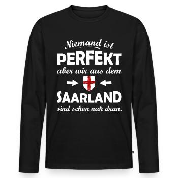 Niemand ist perfekt Saarland - Männer Premium Bio Langarmshirt - Schwarz - Vorne - Nico (187cm)