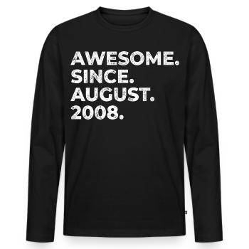 Awesome since August 2008 Birthday Gift - Men's Premium Organic Long Sleeve Shirt - black - Front - Nico (187cm)