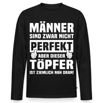 Töpfer - Männer Premium Bio Langarmshirt - Schwarz - Vorne - Nico (187cm)
