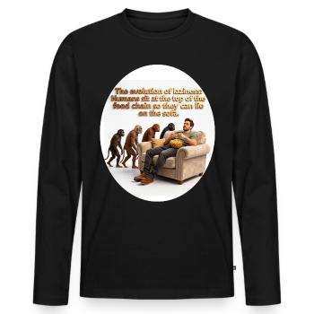 Sofa evolution: monkeys and snack - Men's Premium Organic Long Sleeve Shirt - black - Front - Nico (187cm)