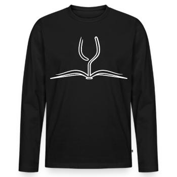 Reading & Wine Line Art Book Wine Glass - Men's Premium Organic Long Sleeve Shirt - black - Front - Nico (187cm)