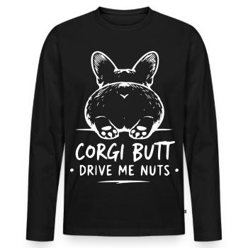 Corgi Butt Treibt Mich Wahnsinnig - Männer Premium Bio Langarmshirt - Schwarz - Vorne - Nico (187cm)