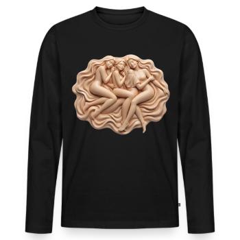 Skulpturierte Umarmung: Vier Schwestern - Männer Premium Bio Langarmshirt - Schwarz - Vorne - Nico (187cm)