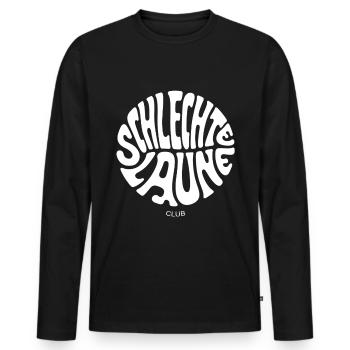 Psychedelischer Rundschrift-Club - Männer Premium Bio Langarmshirt - Schwarz - Vorne - Nico (187cm)