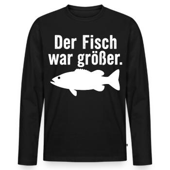 Der Fisch war größer Lustiger Anglerspruch Angel - Männer Premium Bio Langarmshirt - Schwarz - Vorne - Nico (187cm)
