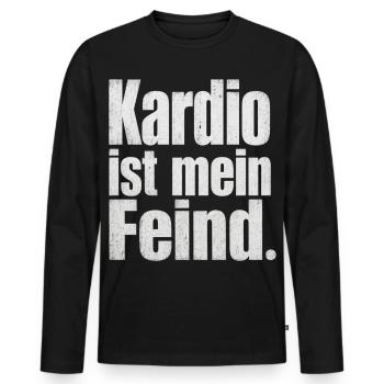 Kardio ist mein Feind Fitness Spruch Gym - Männer Premium Bio Langarmshirt - Schwarz - Vorne - Nico (187cm)