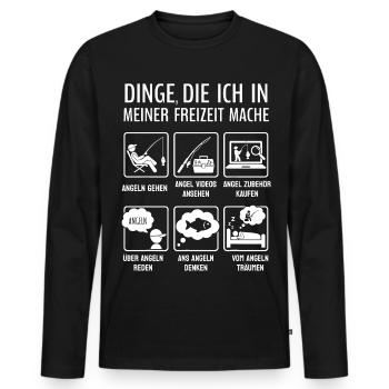  Lustiges Angeln Fischer Freizeit Hobby Spruch - Männer Premium Bio Langarmshirt - Schwarz - Vorne - Nico (187cm)