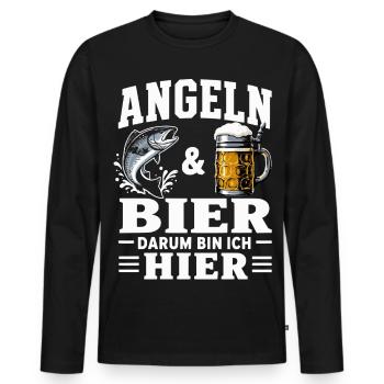 Angeln und Bier Angler Spruch Hobbyangeln - Männer Premium Bio Langarmshirt - Schwarz - Vorne - Nico (187cm)
