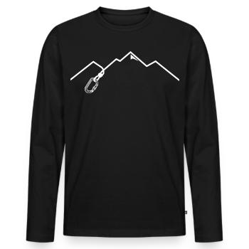 Carabiner Mountains Climbing - Men's Premium Organic Long Sleeve Shirt - black - Front - Nico (187cm)