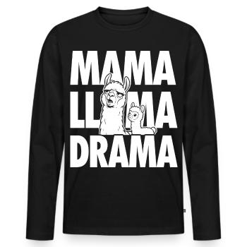 Mama Llama Drama – Lustiges Familienmotiv - Männer Premium Bio Langarmshirt - Schwarz - Vorne - Nico (187cm)