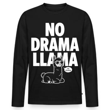 No Drama Llama – Cool Llama - Men's Premium Organic Long Sleeve Shirt - black - Front - Nico (187cm)