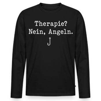 Therapie Nein Angeln Spruch Angelhaken Angler - Männer Premium Bio Langarmshirt - Schwarz - Vorne - Nico (187cm)