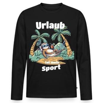 Urlaub ist mein Sport Faultier T-Shirt Sommer - Männer Premium Bio Langarmshirt - Schwarz - Vorne - Nico (187cm)