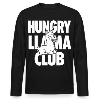Hungry Llama Club with Burger - Men's Premium Organic Long Sleeve Shirt - black - Front - Nico (187cm)