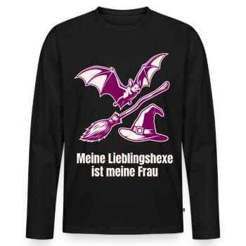 Lieblingshexe Fledermaus Hexenhut - Männer Premium Bio Langarmshirt - Schwarz - Vorne - Nico (187cm)