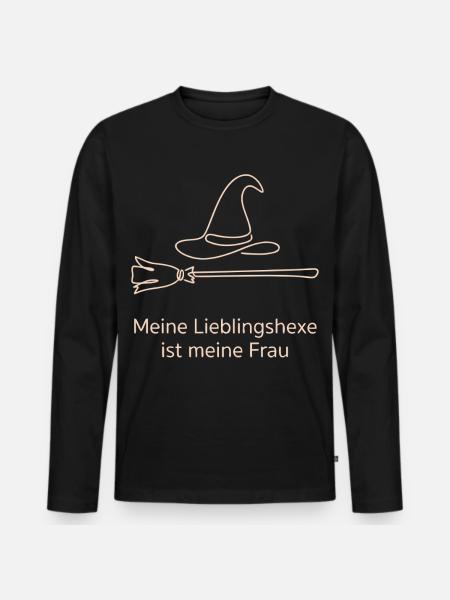 Lieblingshexe Hexenhut Hexenbesen - Männer Premium Bio Langarmshirt - Schwarz