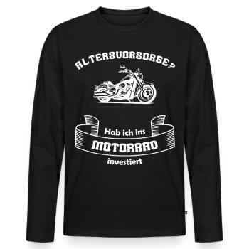 Altersvorsorge Motorrad – Biker Spruch - Männer Premium Bio Langarmshirt - Schwarz - Vorne - Nico (187cm)