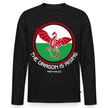 Der Drache steigt auf, Indy Wales - Männer Premium Bio Langarmshirt - Schwarz - Vorne - Nico (187cm)